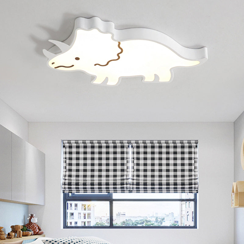 Yellow/White Dinosaur Design Flushmount Lighting Kids LED Acrylic Flush Pendant Light for Children Room, Warm/White Light White Clearhalo 'Ceiling Lights' 'Close To Ceiling Lights' 'Close to ceiling' 'Flush mount' Lighting' 216463