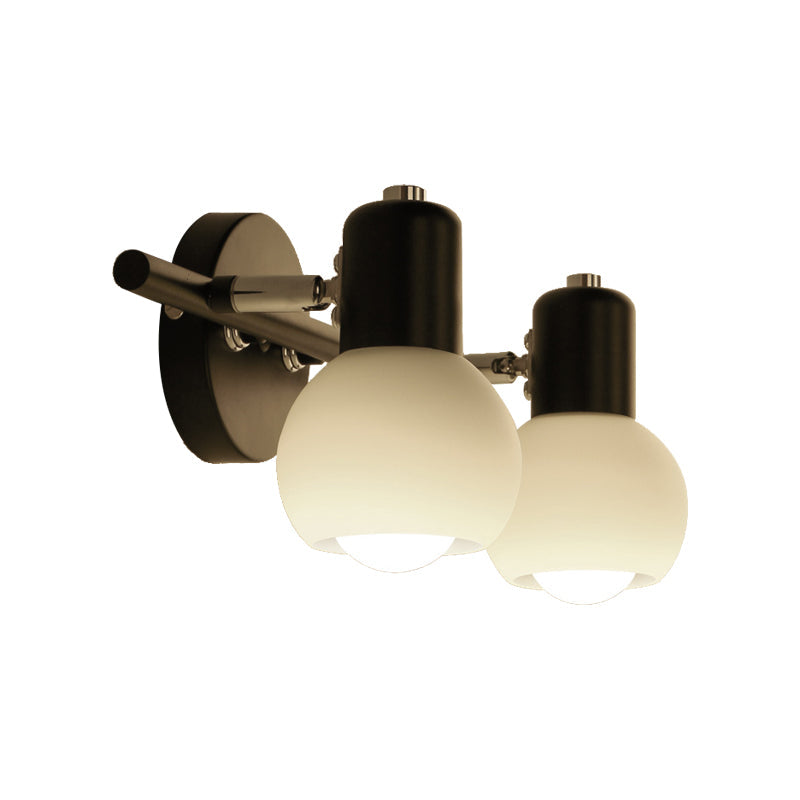 Globe Frosted Glass Vanity Lighting Traditional Style 2/3 Lights Bathroom Wall Mounted Lamp in Black Clearhalo 'Vanity Lights' 'Wall Lights' Lighting' 216807