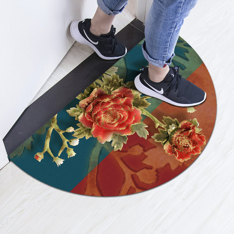 Chinoiserie Patterned Rug Multi Colored Polypropylene Carpet Anti-Slip Backing Pet Friendly Stain Resistant Rug for Door Red Clearhalo 'Area Rug' 'Rug' 2170336
