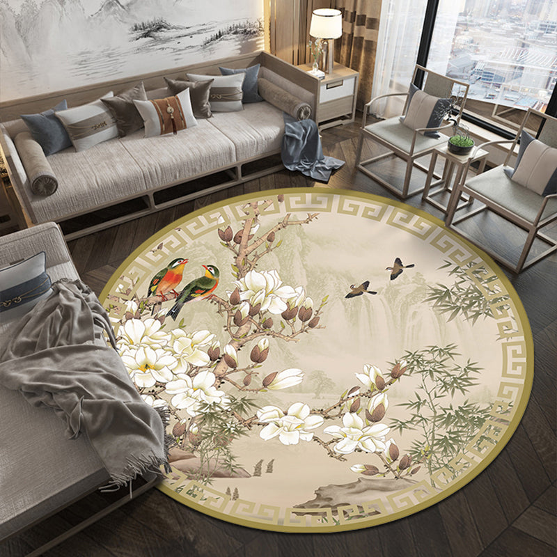 Classical Oriental Rug Multi Color Flower and Bird Rug Anti-Slip Backing Stain Resistant Pet Friendly Rug for Living Room Beige Clearhalo 'Area Rug' 'Rug' 2170347