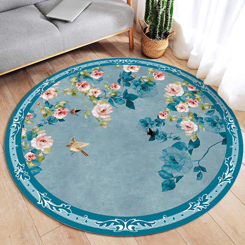 Classical Oriental Rug Multi Color Flower and Bird Rug Anti-Slip Backing Stain Resistant Pet Friendly Rug for Living Room Blue Clearhalo 'Area Rug' 'Rug' 2170352