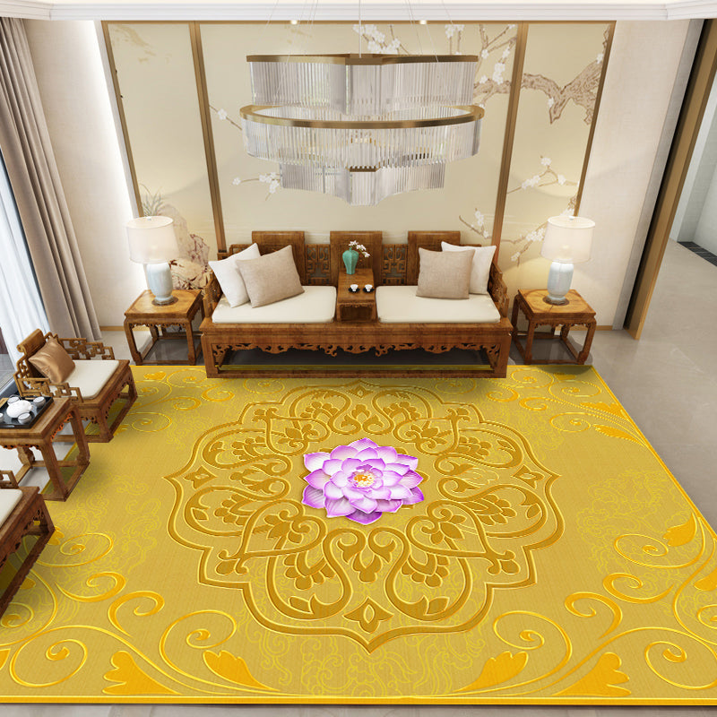 Chinese Landscape Drawing Print Rug Multi Colored Polyester Carpet Anti-Slip Pet Friendly Stain Resistant Rug for Lounge Yellow Clearhalo 'Area Rug' 'Rug' 2170369