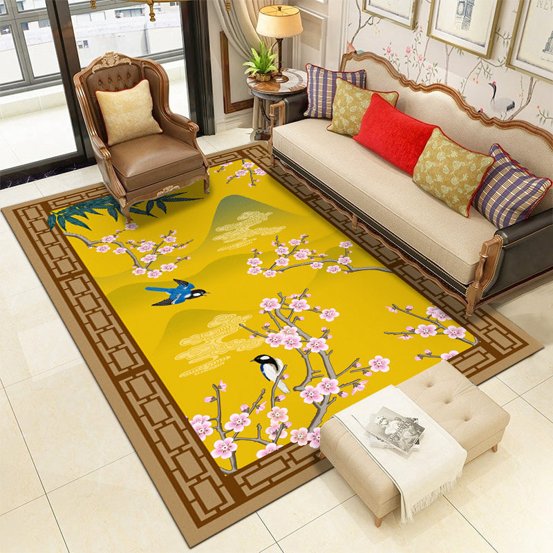 Chinese Landscape Drawing Print Rug Multi Colored Polyester Carpet Anti-Slip Pet Friendly Stain Resistant Rug for Lounge Ginger Clearhalo 'Area Rug' 'Rug' 2170371