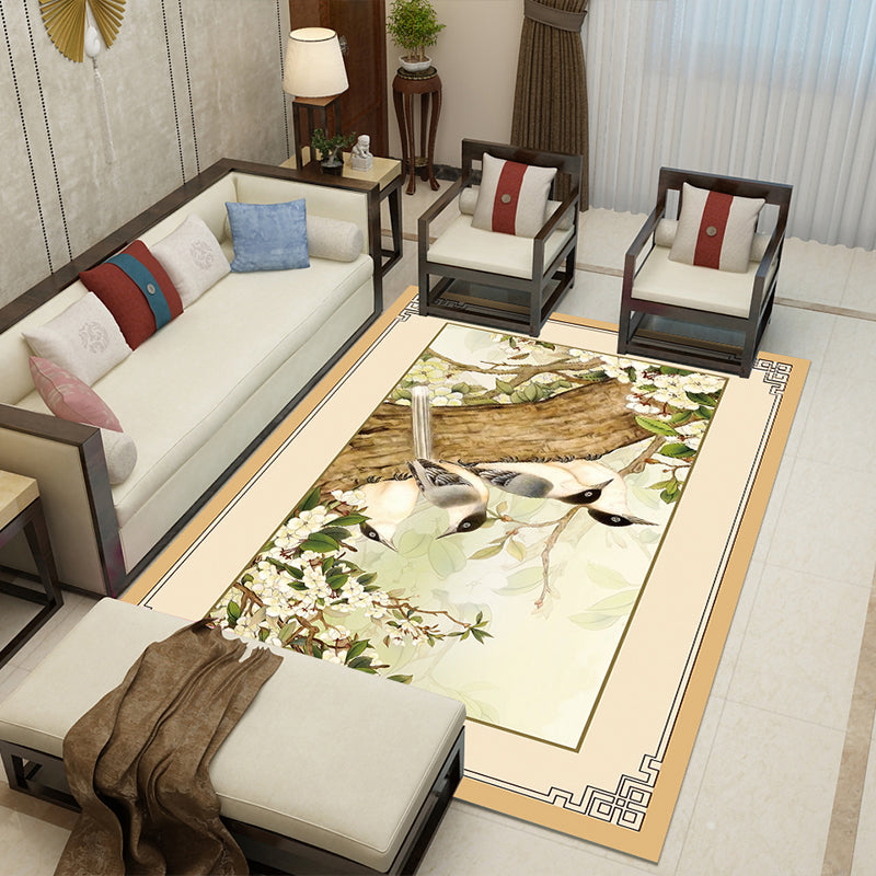 Chinese Landscape Drawing Print Rug Multi Colored Polyester Carpet Anti-Slip Pet Friendly Stain Resistant Rug for Lounge Light Yellow Clearhalo 'Area Rug' 'Rug' 2170372