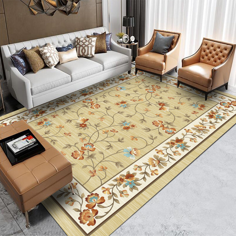 Vintage Blossom Print Rug Multi-Color Oriental Carpet Polypropylene Anti-Slip Stain Resistant Machine Washable Rug for Tearoom Tan Clearhalo 'Area Rug' 'Rug' 2170420