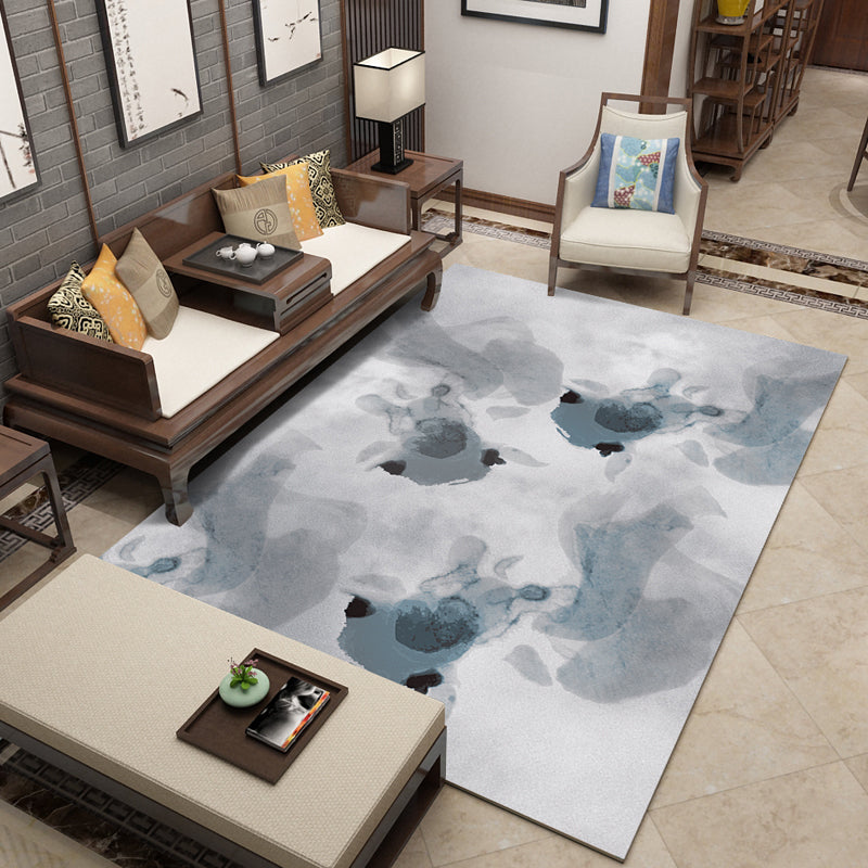 Pretty Multi Color Chinese Rug Synthetics Flower Drawing Print Carpet Machine Wash Anti-Slip Backing Pet Friendly Rug for Living Room Grey Clearhalo 'Area Rug' 'Rug' 2170432