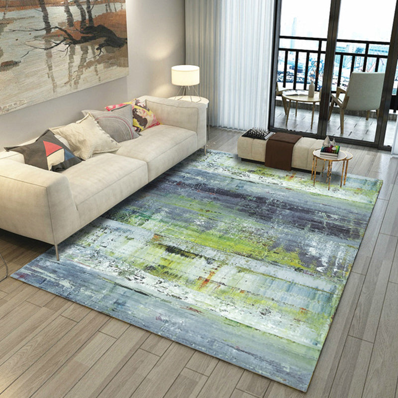 Asian Abstract Painting Rug Multi-Color Polypropylene Carpet Machine Washable Anti-Slip Backing Stain Resistant Rug for Great Room Denim Blue Clearhalo 'Area Rug' 'Rug' 2170460