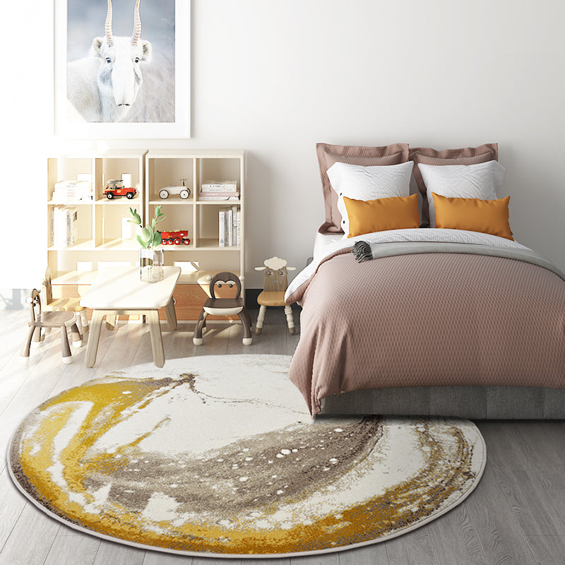 Artistic Abstract Print Rug Yellow Retro Carpet Polypropylene Stain Resistant Machine Washable Anti-Slip Backing Rug for Bedroom Clearhalo 'Area Rug' 'Rug' 2170498