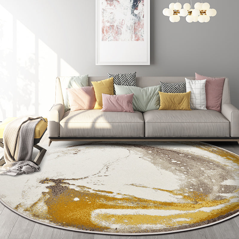 Artistic Abstract Print Rug Yellow Retro Carpet Polypropylene Stain Resistant Machine Washable Anti-Slip Backing Rug for Bedroom White Clearhalo 'Area Rug' 'Rug' 2170501