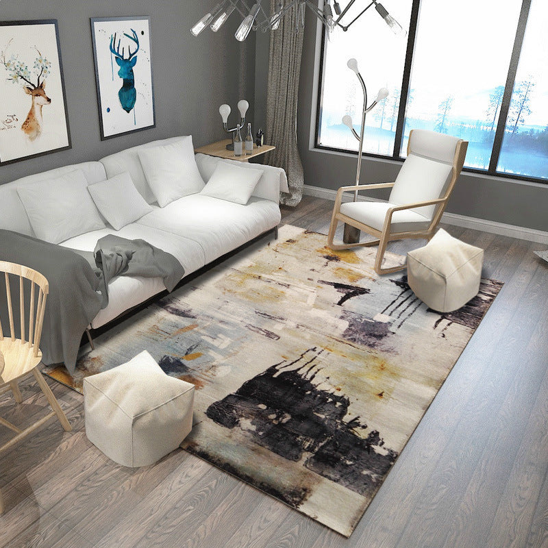 Shabby Chic Multicolor Steampunk Rug Polypropylene Rustic Surface Carpet Pet Friendly Washable Anti-Slip Backing Rug for Home Black Clearhalo 'Area Rug' 'Rug' 2170668