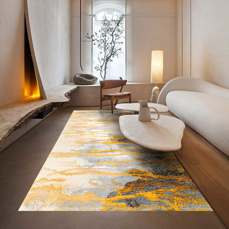 Gold Abstract Art Rug Polyester Industrial-Style Carpet Washable Pet Friendly Non-Slip Backing Rug for Home Decoration Clearhalo 'Area Rug' 'Rug' 2170743