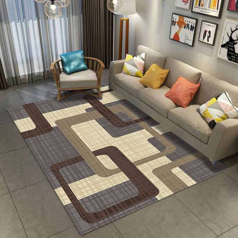 Retro Multicolor Abstract Rug Polypropylene Industrial Area Rug Stain Resistant Non-Slip Pet Friendly Carpet for Guest Room Brown Clearhalo 'Area Rug' 'Rug' 2170753