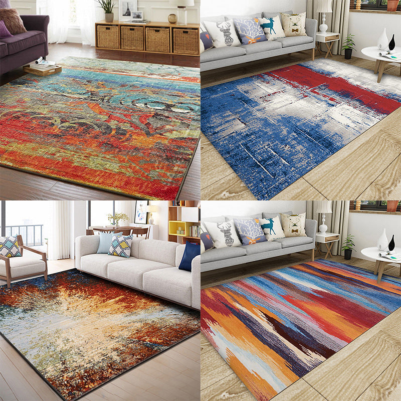 Classical Multicolor Industrial Rug Polyester Abstract Painting Carpet Anti-Slip Backing Machine Washable Stain Resistant Rug for Lounge Clearhalo 'Area Rug' 'Rug' 2170905