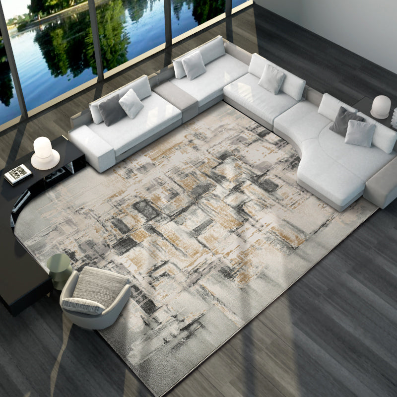 Multi Color Post-Expressionism Rug Polyester Industrial Carpet Machine Washable Non-Slip Backing Stain Resistant Rug for Home Decoration Grey Clearhalo 'Area Rug' 'Rug' 2170931