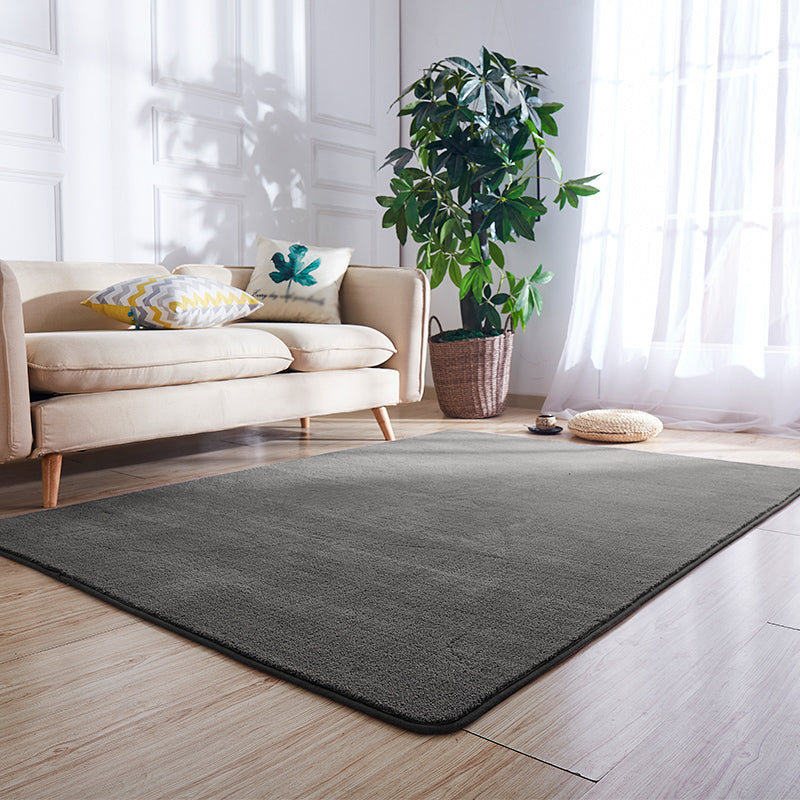 Casual Plain Rug Multi-Color Artificial Wool Carpet Washable Anti-Slip Rug for Great Room Dark Gray Clearhalo 'Area Rug' 'Casual' 'Rugs' Rug' 2171314