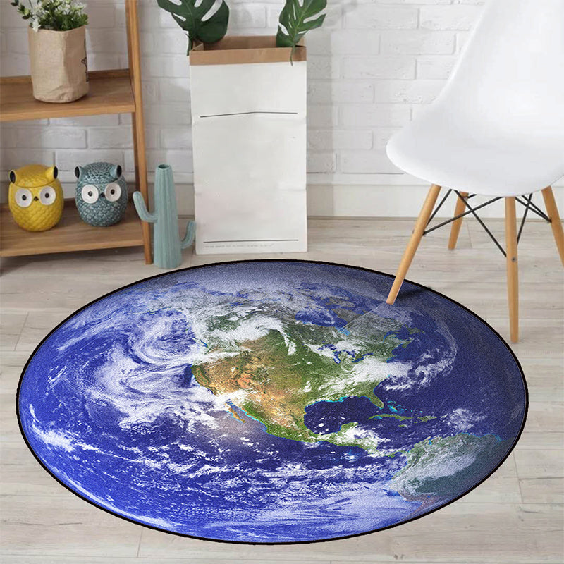 Realistic Multicolor Cosmos Print Rug Polyester Modern Carpet Pet Friendly Anti-Slip Machine Washable Rug for Kids Room Dark Blue Clearhalo 'Area Rug' 'Rug' 2171376