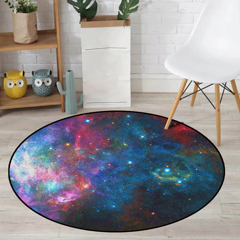 Realistic Multicolor Cosmos Print Rug Polyester Modern Carpet Pet Friendly Anti-Slip Machine Washable Rug for Kids Room Blue-Red Clearhalo 'Area Rug' 'Rug' 2171377