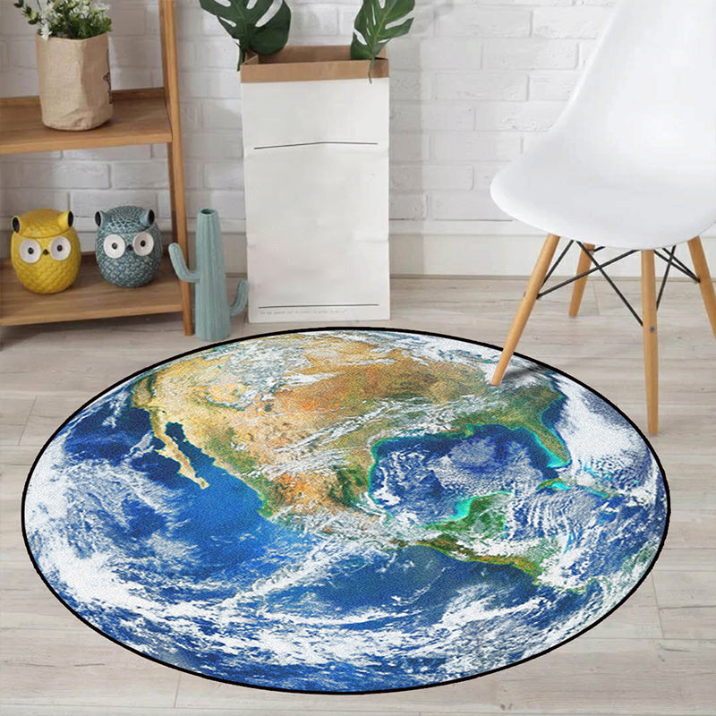 Realistic Multicolor Cosmos Print Rug Polyester Modern Carpet Pet Friendly Anti-Slip Machine Washable Rug for Kids Room Light Blue Clearhalo 'Area Rug' 'Rug' 2171383
