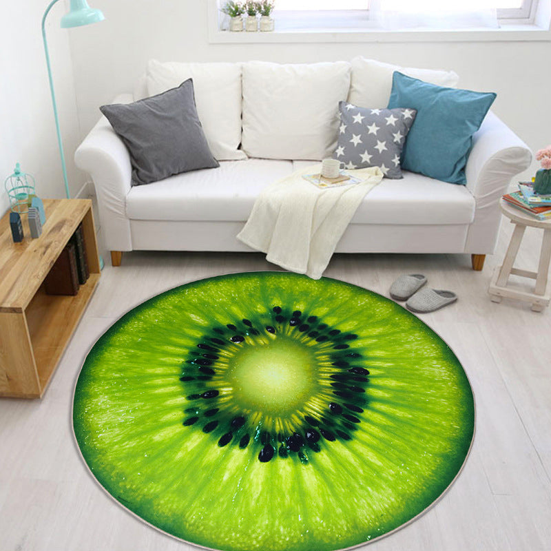 Multi Colored Playroom Rug Modern 3D Graphic Fruit Rug Synthetics Non-Slip Machine Washable Stain Resistant Indoor Rug Olive Green Clearhalo 'Area Rug' 'Rug' 2171484