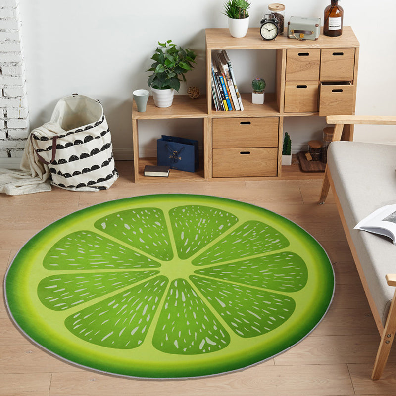 Multi Colored Playroom Rug Modern 3D Graphic Fruit Rug Synthetics Non-Slip Machine Washable Stain Resistant Indoor Rug Lemon Green Clearhalo 'Area Rug' 'Rug' 2171488