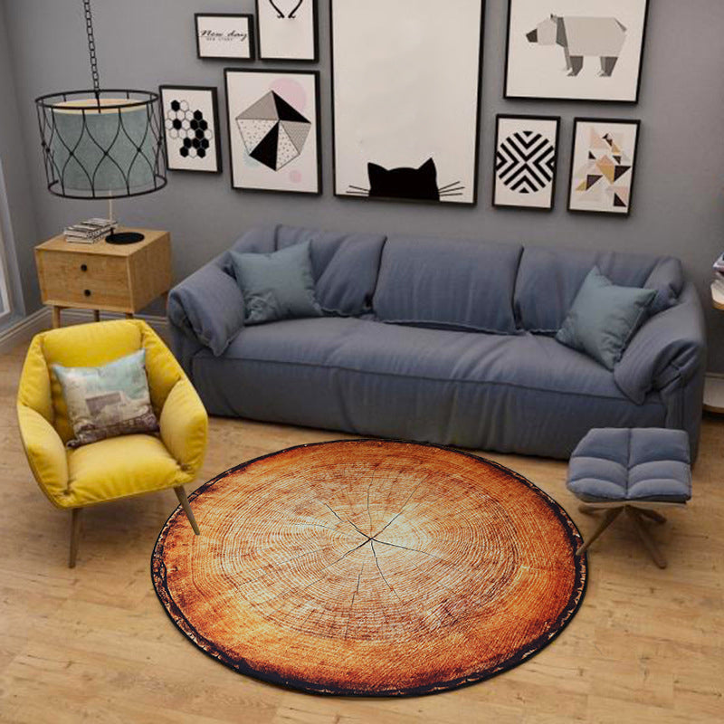 Nordic Tree Annual Rings Rug Multi-Colored Polyester Carpet Non-Slip Stain Resistant Pet Friendly Rug for Sitting Room Clearhalo 'Area Rug' 'Rug' 2171498
