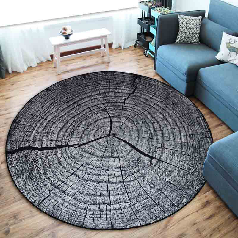 Nordic Tree Annual Rings Rug Multi-Colored Polyester Carpet Non-Slip Stain Resistant Pet Friendly Rug for Sitting Room Dark Gray Clearhalo 'Area Rug' 'Rug' 2171501