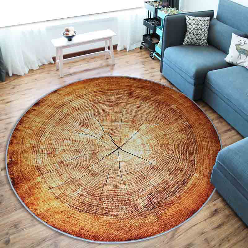Nordic Tree Annual Rings Rug Multi-Colored Polyester Carpet Non-Slip Stain Resistant Pet Friendly Rug for Sitting Room Orange Clearhalo 'Area Rug' 'Rug' 2171505