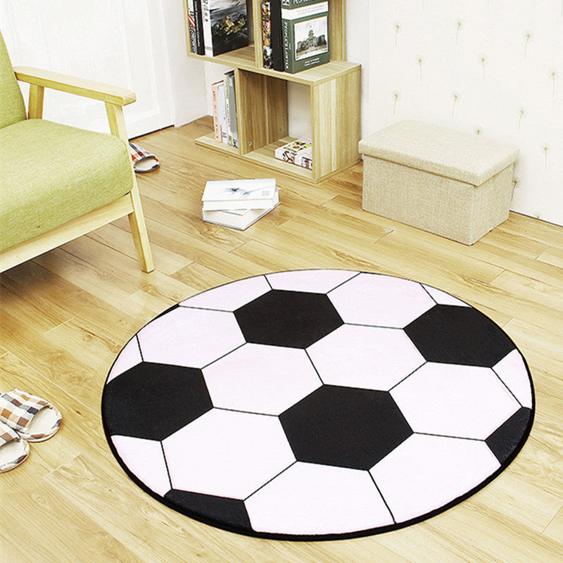Creative Sports Ball Print Rug Multicolor Modern Rug Polyester Stain Resistant Anti-Slip Backing Machine Washable Carpet for Boys Room Black-White Clearhalo 'Area Rug' 'Rug' 2171576