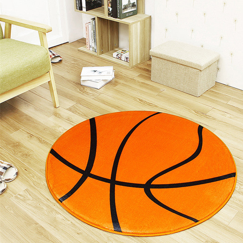 Creative Sports Ball Print Rug Multicolor Modern Rug Polyester Stain Resistant Anti-Slip Backing Machine Washable Carpet for Boys Room Orange Clearhalo 'Area Rug' 'Rug' 2171579