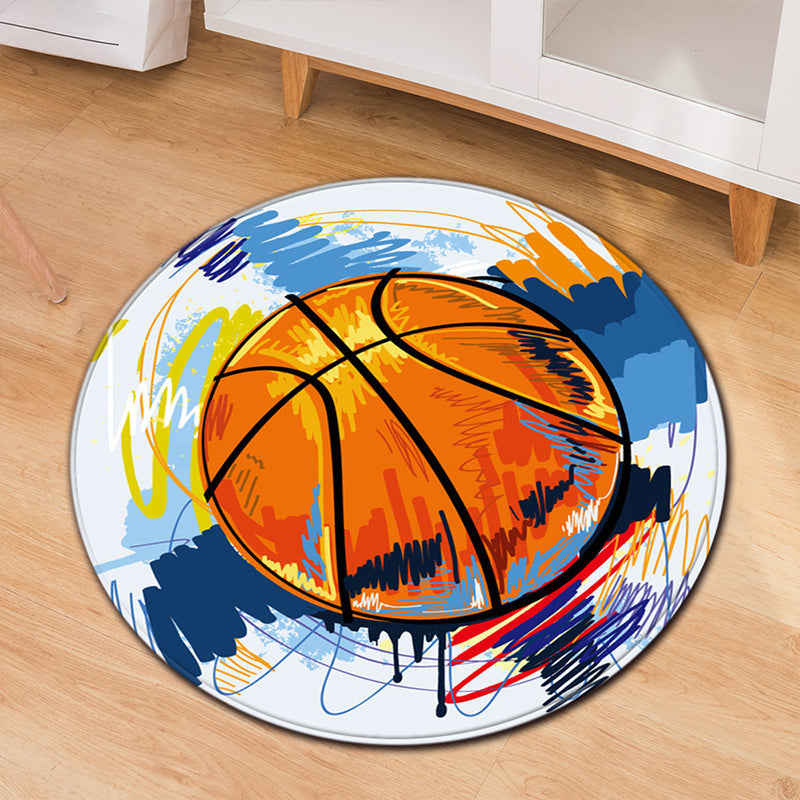 Creative Sports Ball Print Rug Multicolor Modern Rug Polyester Stain Resistant Anti-Slip Backing Machine Washable Carpet for Boys Room Light Orange Clearhalo 'Area Rug' 'Rug' 2171581