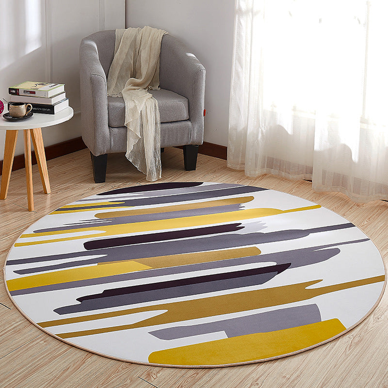Cool Multi Colored Novelty Rug Synthetics 3D Illusion Area Rug Machine Washable Anti-Slip Pet Friendly Carpet for Living Room Gray-Yellow Clearhalo 'Area Rug' 'Rug' 2171586