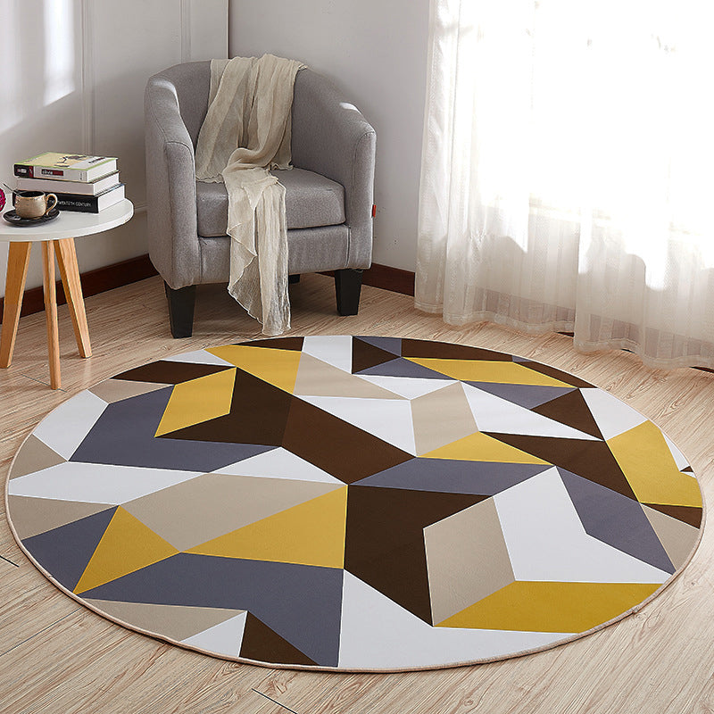 Cool Multi Colored Novelty Rug Synthetics 3D Illusion Area Rug Machine Washable Anti-Slip Pet Friendly Carpet for Living Room Yellow-Brown Clearhalo 'Area Rug' 'Rug' 2171591
