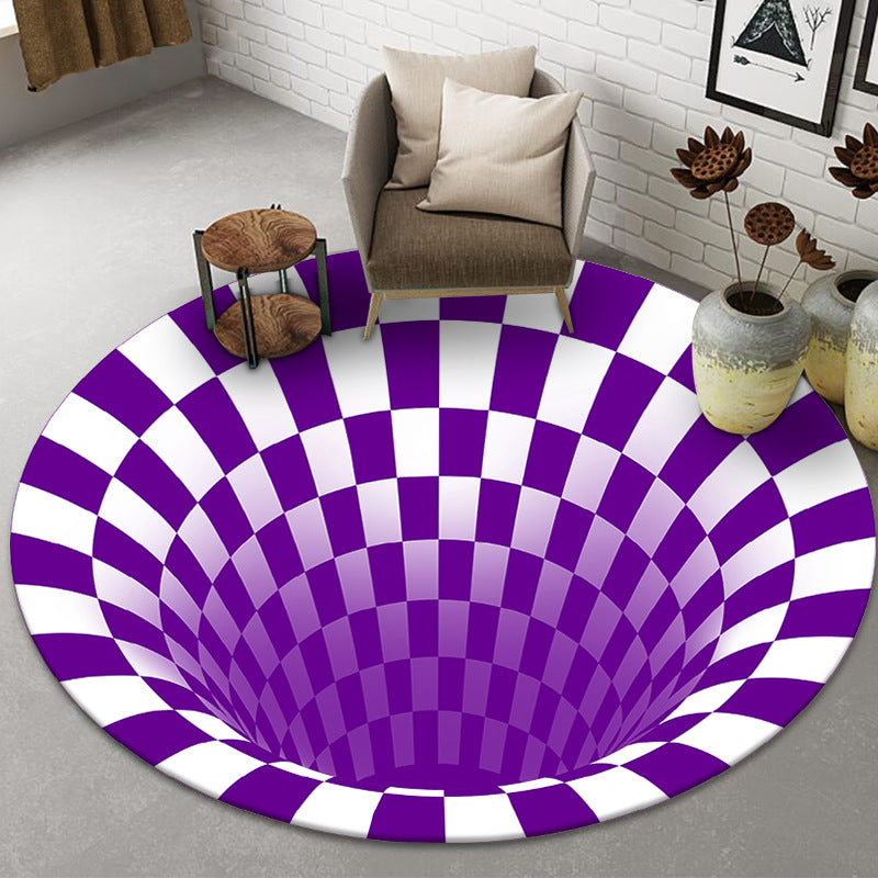 Funny Novelty Rug Multicolor Visual Deception Spiral Trap Rug Non-Slip Washable Pet Friendly Rug for Room Clearhalo 'Area Rug' 'Rug' 2171598