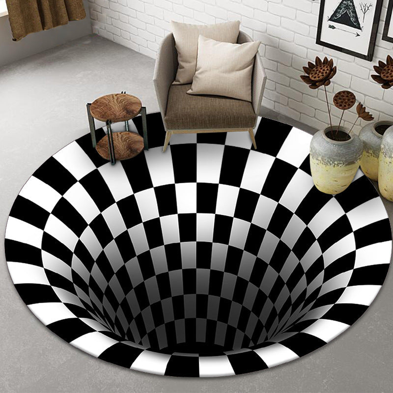 Funny Novelty Rug Multicolor Visual Deception Spiral Trap Rug Non-Slip Washable Pet Friendly Rug for Room Clearhalo 'Area Rug' 'Rug' 2171601