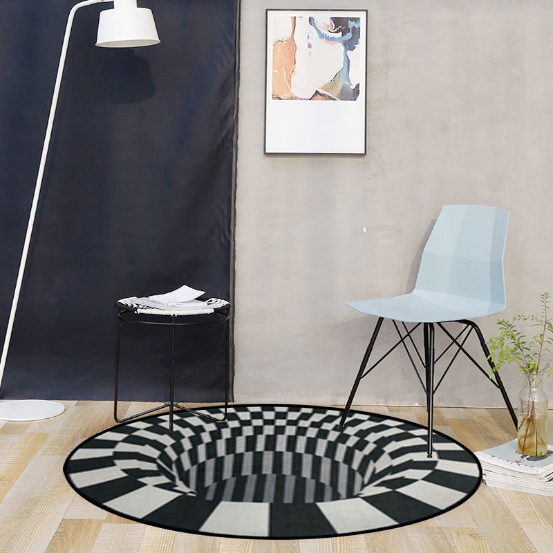 Creepy Hole 3D Illusion Rug Black and White Modern Rug Polypropylene Pet Friendly Non-Slip Stain Resistant Carpet for Sitting Room White-Black Clearhalo 'Area Rug' 'Rug' 2171644