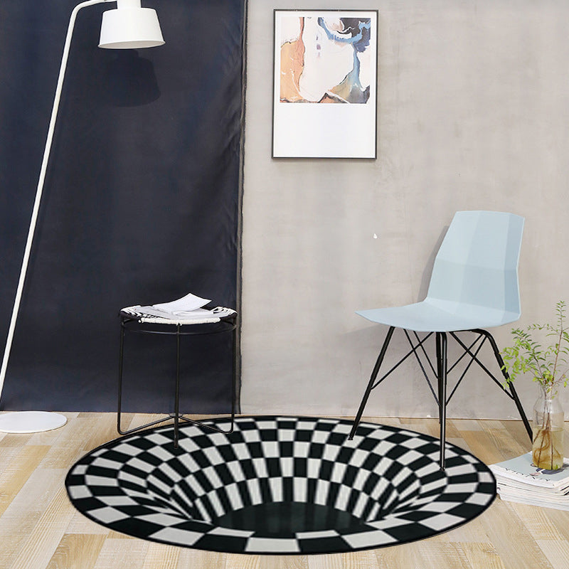 Creepy Hole 3D Illusion Rug Black and White Modern Rug Polypropylene Pet Friendly Non-Slip Stain Resistant Carpet for Sitting Room Black-White Clearhalo 'Area Rug' 'Rug' 2171645