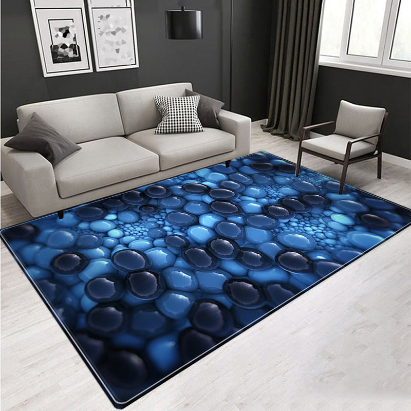 Nordic Cobblestone Print Rug Multi Colored Polyester Carpet Washable Stain Resistant Non-Slip Rug for Living Room Dark Blue Clearhalo 'Area Rug' 'Rug' 2171656