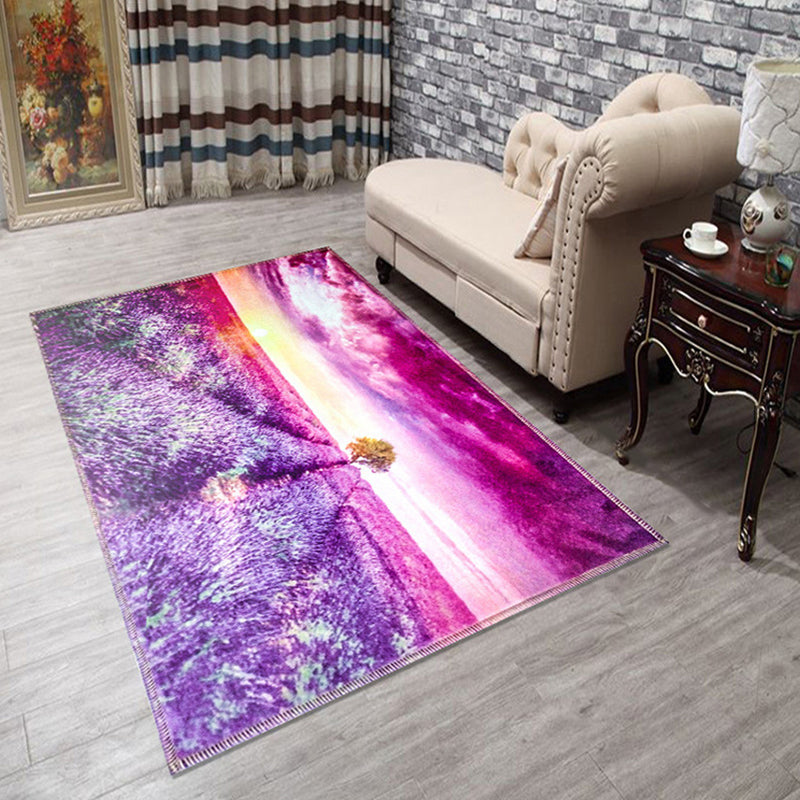 Splendid Multicolor Natural Scenery Rug Polyester Modern Rug Stain Resistant Washable Non-Slip Backing Rug for Family Room Purple Clearhalo 'Area Rug' 'Rug' 2171686