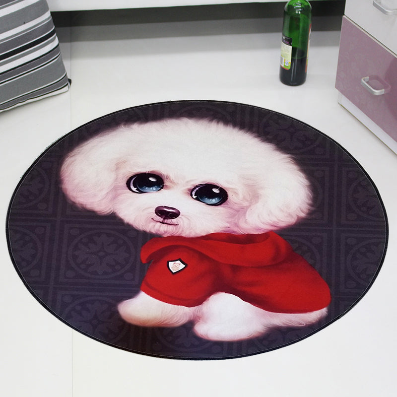 Cute Pet Patterned Rug Multi Colored Cartoon Carpet Cotton Stain Resistant Non-Slip Backing Pet Friendly Rug for Bedroom White-Red Clearhalo 'Area Rug' 'Modern' 'Rugs' Rug' 2171710