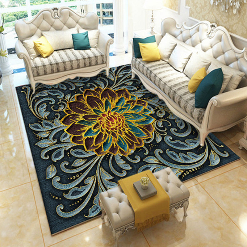 Casual Digital Print Floral Rug Multi-Color Modern Rug Polyester Stain Resistant Anti-Slip Backing Washable Carpet for Great Room Blue-Red Clearhalo 'Area Rug' 'Modern' 'Rugs' Rug' 2171724