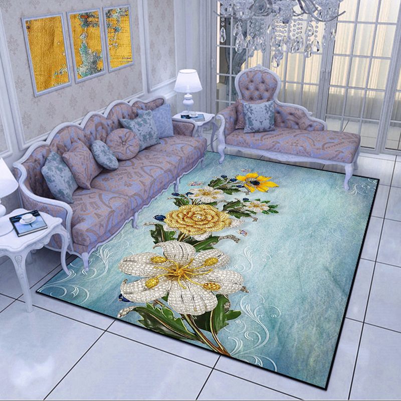 Modern Living Room Area Rug Multi Color Flower Carpet Polypropylene Washable Non-Slip Stain Resistant Indoor Rug Clearhalo 'Area Rug' 'Modern' 'Rugs' Rug' 2171747