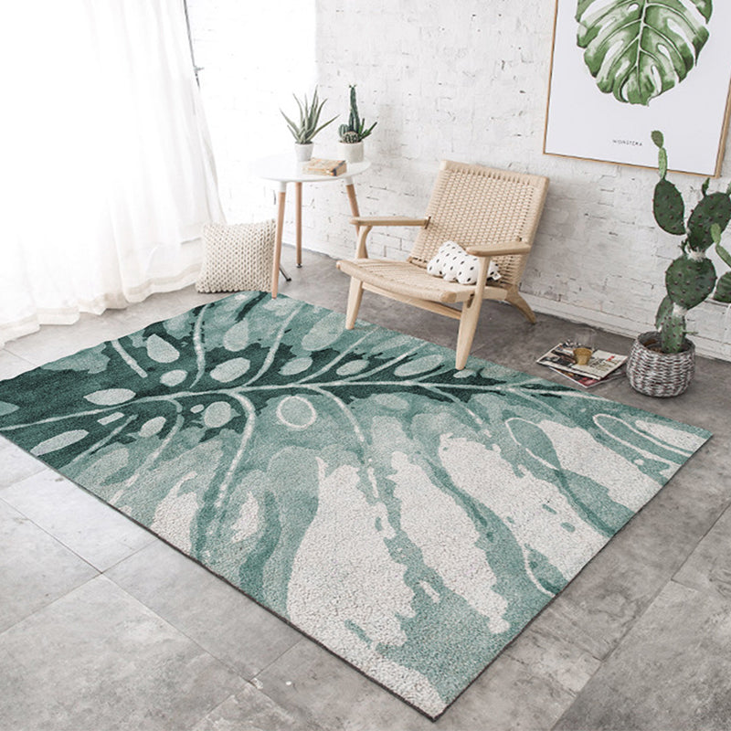 Multi-Colored Plant Print Rug Polyester Nordic Carpet Stain Resistant Pet Friendly Non-Slip Rug for Family Room Gray-Green Clearhalo 'Area Rug' 'Modern' 'Rugs' Rug' 2171756