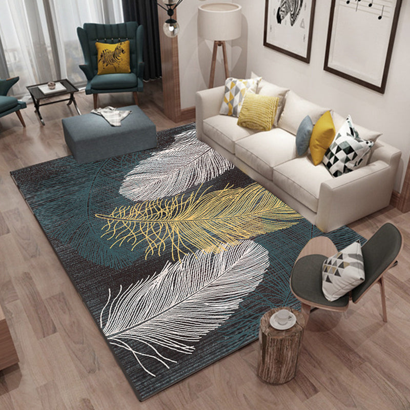 Multi-Colored Plant Print Rug Polyester Nordic Carpet Stain Resistant Pet Friendly Non-Slip Rug for Family Room White-Yellow Clearhalo 'Area Rug' 'Modern' 'Rugs' Rug' 2171761