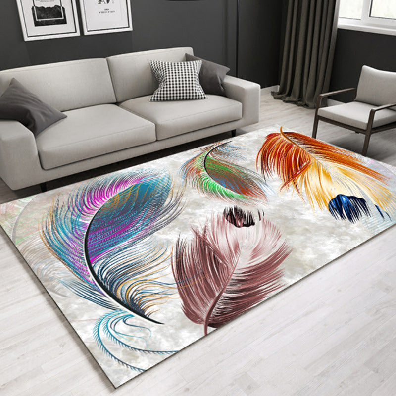 Multi Colored Lounge Area Rug Modern Leaf Print Carpet Polypropylene Non-Slip Backing Pet Friendly Washable Rug Blue-Purple Clearhalo 'Area Rug' 'Modern' 'Rugs' Rug' 2172119