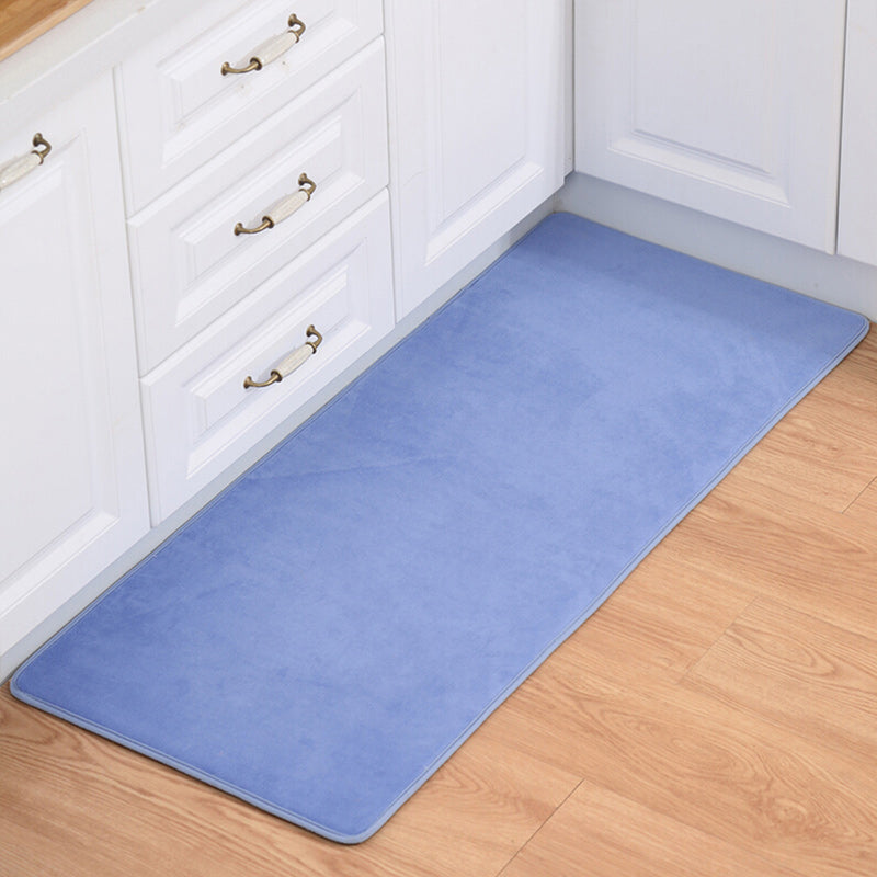 Multi-Colored Plain Runner Rug Polypropylene Minimalistic Carpet Anti-Slip Backing Washable Pet Friendly Area Rug for Kitchen Dark Blue 2' x 5'3