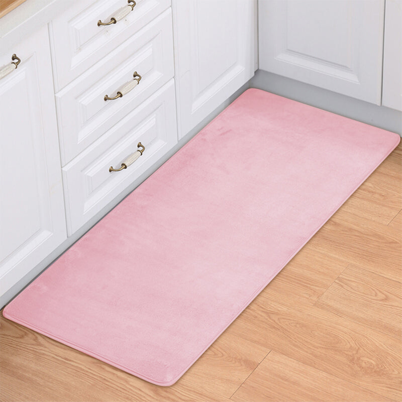 Multi-Colored Plain Runner Rug Polypropylene Minimalistic Carpet Anti-Slip Backing Washable Pet Friendly Area Rug for Kitchen Pink 2' x 5'3