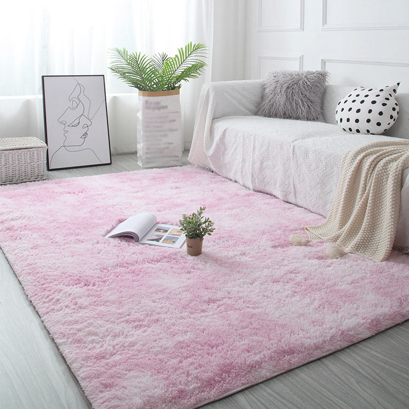 Puffy Multicolor Plain Rug Synthetics Minimalist Carpet Pet Friendly Anti-Slip Washable Rug for Living Room Pink Clearhalo 'Area Rug' 'Casual' 'Rugs' Rug' 2172424