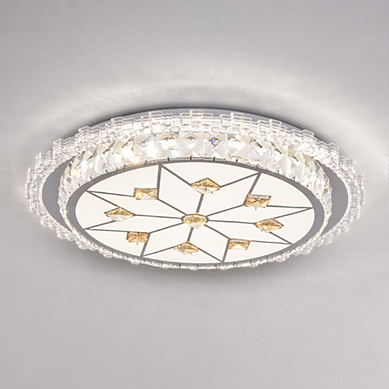 Round Bedroom LED Flush Mount Crystal Modern Flushmount Ceiling Light in Stainless-Steel Stainless-Steel Third Gear E Clearhalo 'Ceiling Lights' 'Close To Ceiling Lights' 'Close to ceiling' 'Flush mount' Lighting' 2172700