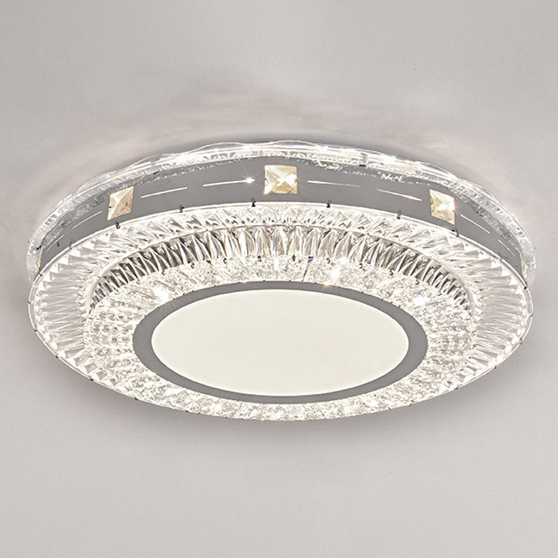 Round Bedroom LED Flush Mount Crystal Modern Flushmount Ceiling Light in Stainless-Steel Stainless-Steel Third Gear I Clearhalo 'Ceiling Lights' 'Close To Ceiling Lights' 'Close to ceiling' 'Flush mount' Lighting' 2172711