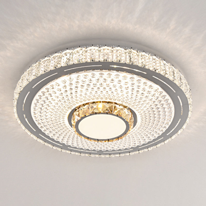 Round Bedroom LED Flush Mount Crystal Modern Flushmount Ceiling Light in Stainless-Steel Stainless-Steel Third Gear K Clearhalo 'Ceiling Lights' 'Close To Ceiling Lights' 'Close to ceiling' 'Flush mount' Lighting' 2172716